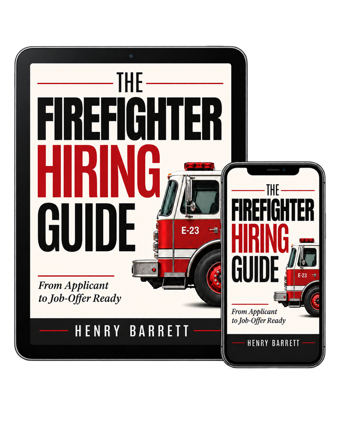 The Firefighter Hiring Guide digital edition displayed on tablet and phone